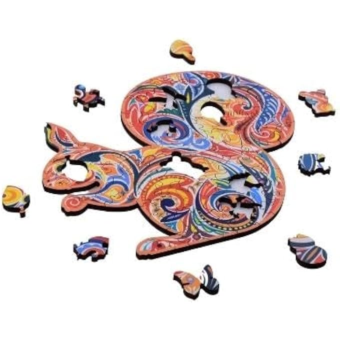 WOODEN JIGSAW PUZZLES, 3D WOODEN ANIMALS SHAPED PUZZLES, BEST GIFT FOR ADULTS AND KIDS DIY PUZZLE PIECE, COLORFUL UNIQUE SHAPED SQUIRREL PUZZLES A4-8.2 X 11.6IN - Image 4